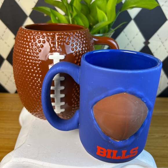 Large Football Mug Sculptural Ceramic Textured Fan Drinkware - Picture 4 of 6